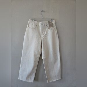 (NWT)Madewell The Perfect Vintage Wide-Leg Crop Jeans In Tile White